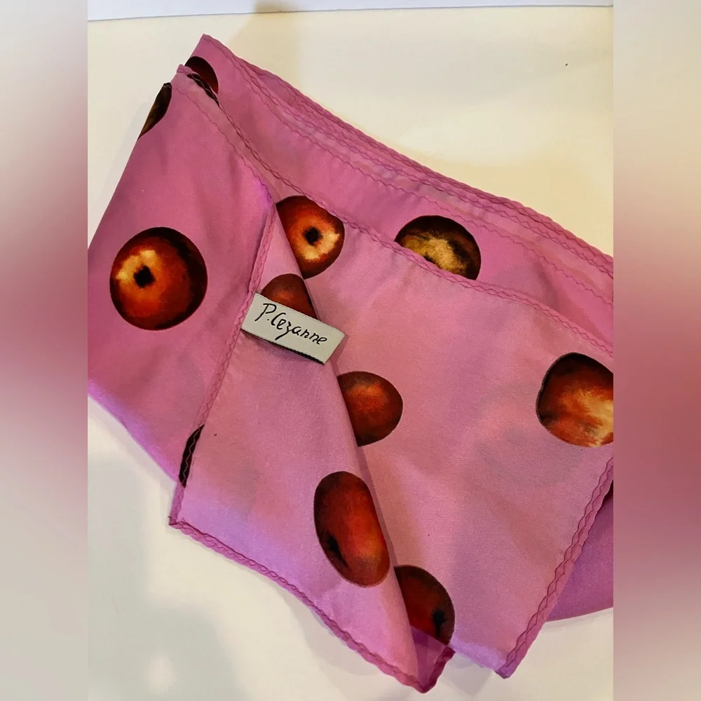🍎 Cezanne Apples Scarf Pink Red Apple Print Art 🍎 - Picture 2 of 2